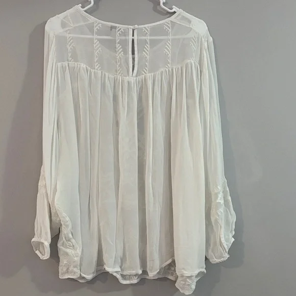 Lucky Brand Ivory Embroidered Bohemian Blouse - Picture 3 of 3